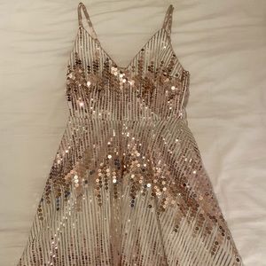 Rose Gold/Gold Sequin Cocktail Dress (short)